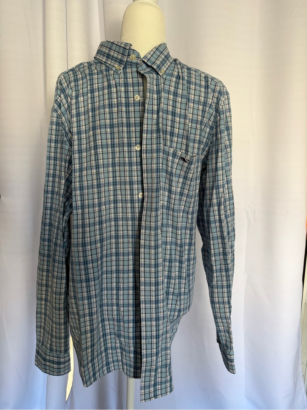Vineyard Vines Blue Plaid Long-Sleeve Button-Down Shirt